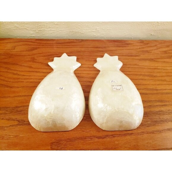 Pineapple Shaped Bowl Capiz Shell Mother of Pearl Set 2 Tropical Coastal Decor - Picture 7 of 9